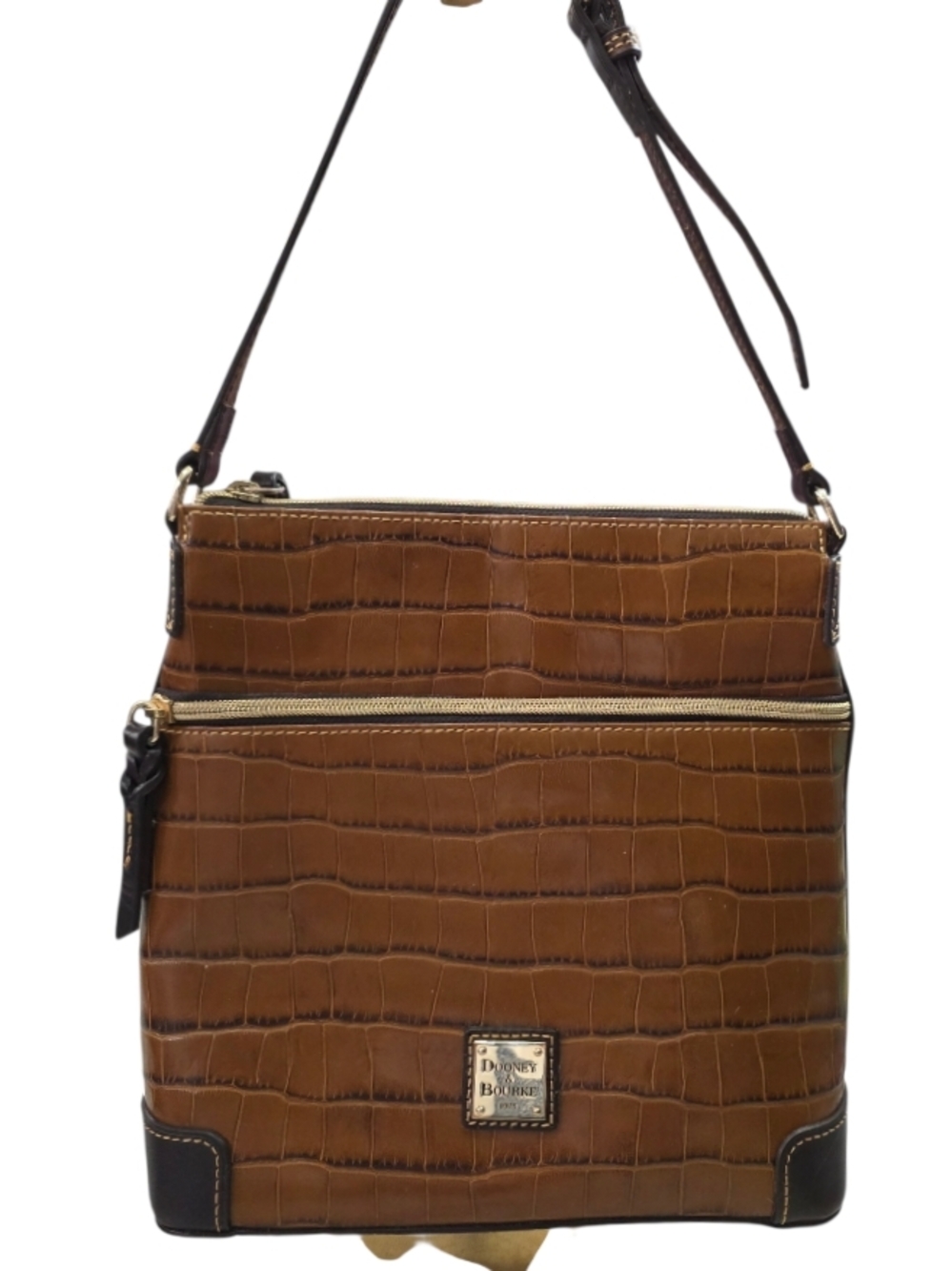 #41 Dooney & Bourke Brown Croc-Embossed Crossbody Bag